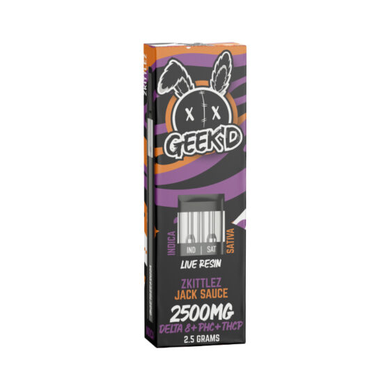 Geek'd - THC Vape - Live Resin D8 + PHC + THCP Switch Disposable - Zkittles & Jack Sauce - 2.5g