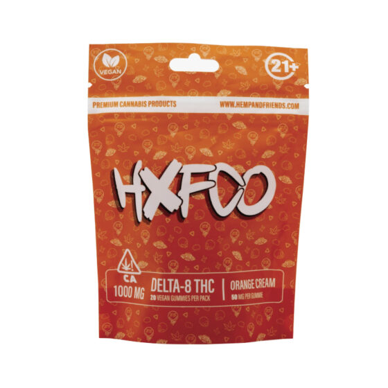 THC Edibles - Orange Cream D8 Gummies - 50mg - By Hemp And Friends - 20 Count Pouch