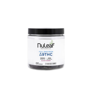 NuLeaf Naturals - THC Edibles - Full Spectrum D9 Gummy Squares - Black Cherry - 5mg - 100mg Jar