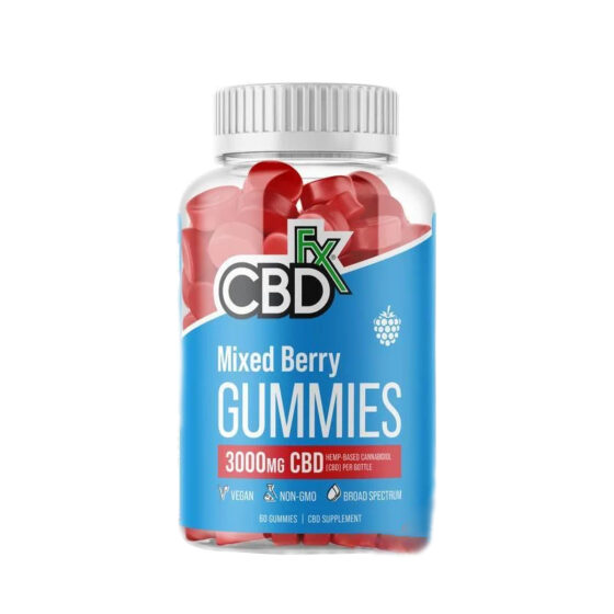 CBD Gummies - Broad Spectrum Original Mixed Berry Gummies - 30-Count Bottle - By CBDfx - 3000mg Bottle