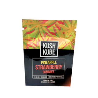 Kush Kube - THC Edibles - Full Spectrum CBD Gummies + D9 - Pineapple Strawberry - 30mg - 60mg Bag