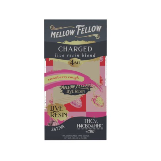 THC Vape Pen - Charged Blend - Strawberry Cough Live Resin THC Disposable - 4ml - By Mellow Fellow