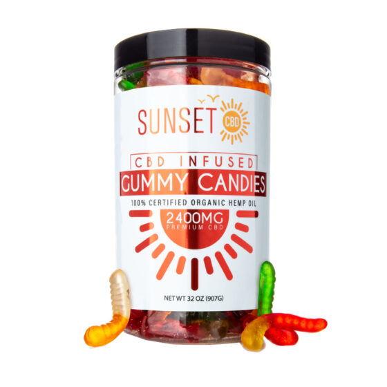Sunset CBD - CBD Edibles - Broad Spectrum Gummies - Clear Worms - 2400mg
