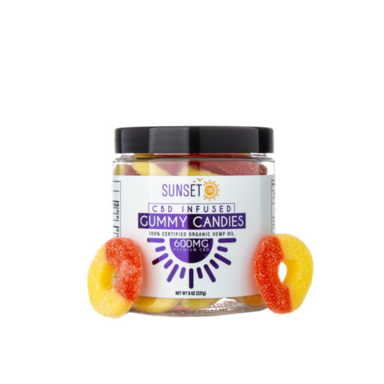 Sunset CBD - CBD Edibles - Broad Spectrum Gummies - Peach Rings - 600mg