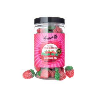 Sunset CBD - CBD Edibles - Broad Spectrum Gummies - Sour Strawberry - 2400mg