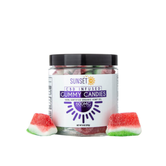 Sunset CBD - CBD Edibles - Broad Spectrum Gummies - Watermelon Slices - 600mg