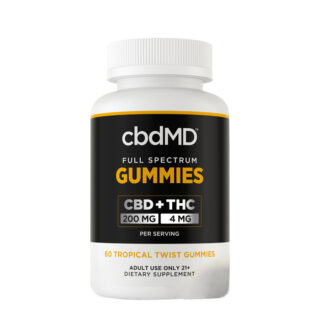 cbdMD - CBD Edible - Full Spectrum CBD Gummies + THC - Tropical Twist - 204mg - 60 count bottle - 6000mg