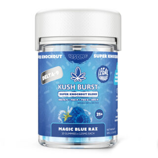 THC Gummies - Knockout Blend Gummies - Magic Blue Razz - 125mg - By Kush Burst