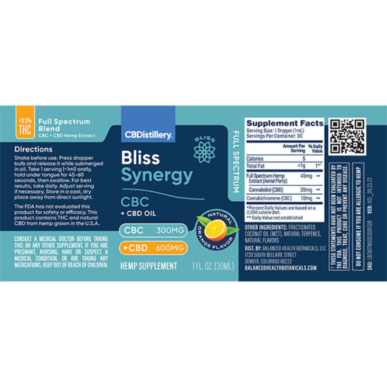 CBD Tincture - CBC:CBD Oil - Bliss Synergy - 900mg by CBDistillery INFO