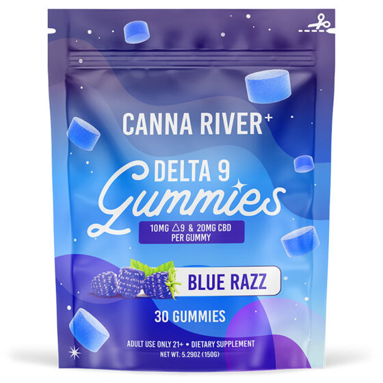 Delta 9:CBD Gummies - Blue Razz - 10mg - By Canna River