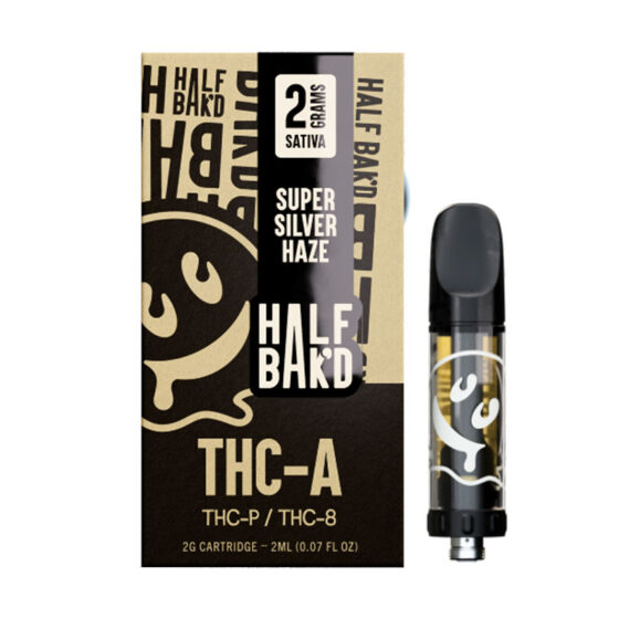 THC-A:THC-P:Delta 8 Cartridge - Super Silver Haze (Sativa) - 2g - By Half Bak'd