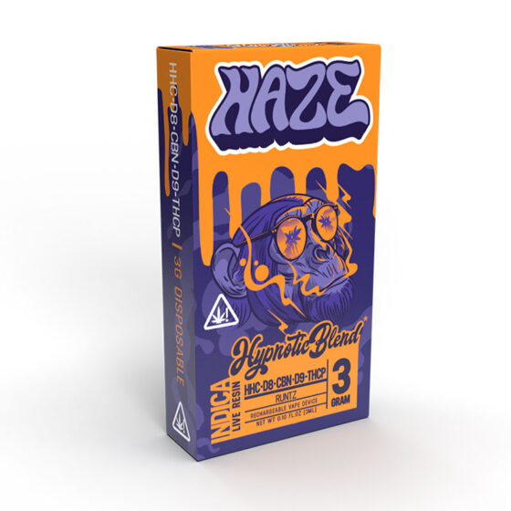 THCP:HHC:D8:D9:CBN Device - Indica Hypnotic Blend Runtz - 3g - By Haze