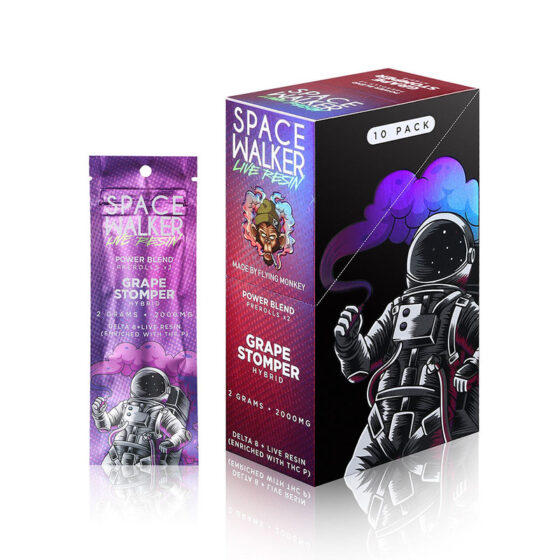 THC Preroll - Delta 8 + THC P Live Resin Prerolls - Grape Stomper - 2g - By Space Walker