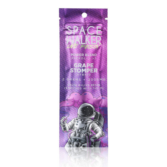 Delta 8 + THC P Live Resin Prerolls - Grape Stomper - 2g - By Space Walker