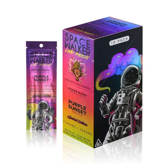 Delta 8 + THC P Live Resin Prerolls - Purple Sunset - 2g - By Space Walker 10 Pack