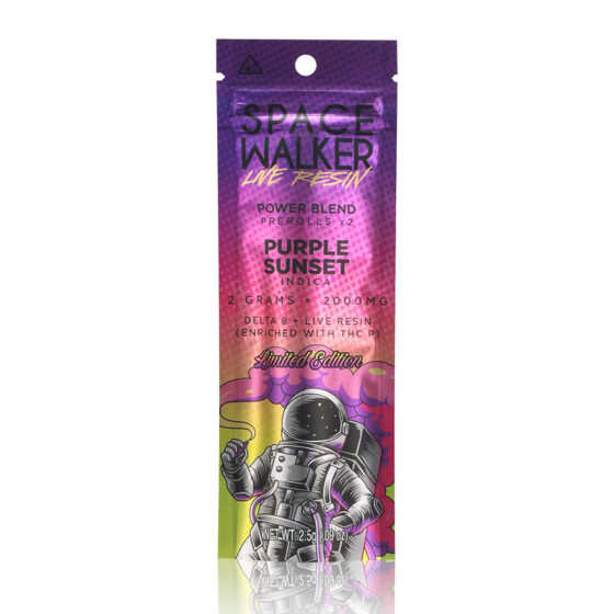 Delta 8 + THC P Live Resin Prerolls - Purple Sunset - 2g - By Space Walker