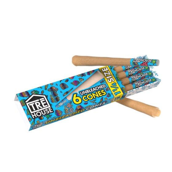 TRE House - Pre Roll Cones - 1 1:4 Size - Unbleached - 6 Count - Single OPEN