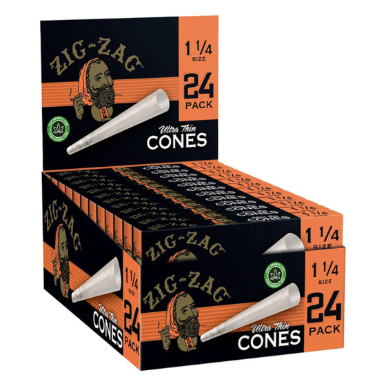 Zig-Zag - Cones - 1 1_4 Size Ultra Thin Cones - 24 Count - 12 Pack Carton