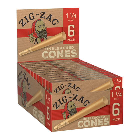 Zig-Zag - Cones - 1 1_4 Size Unbleached Cones - 6 Count - 24 Pack Carton