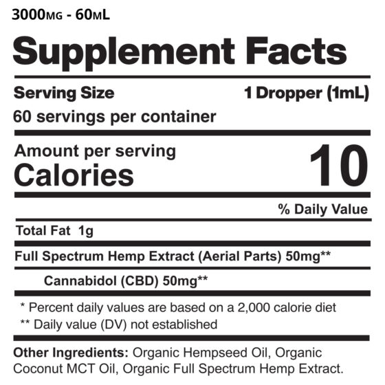 Daily Drops - 3000mg Ingredients