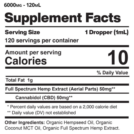 Daily Drops - 6000mg Ingredients