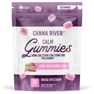 Canna River - CBD Gummies for Calm + CBN + CBG - Pink Watermelon - 30 Count