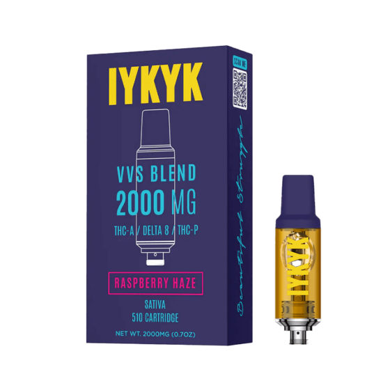 IYKYK - THC-A Delta 8 THC-P Vape Cartridge - Raspberry Haze (Sativa) - 2g