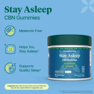 Charlotte’s Web Stay Asleep CBN Gummies Huckleberry 60 Count