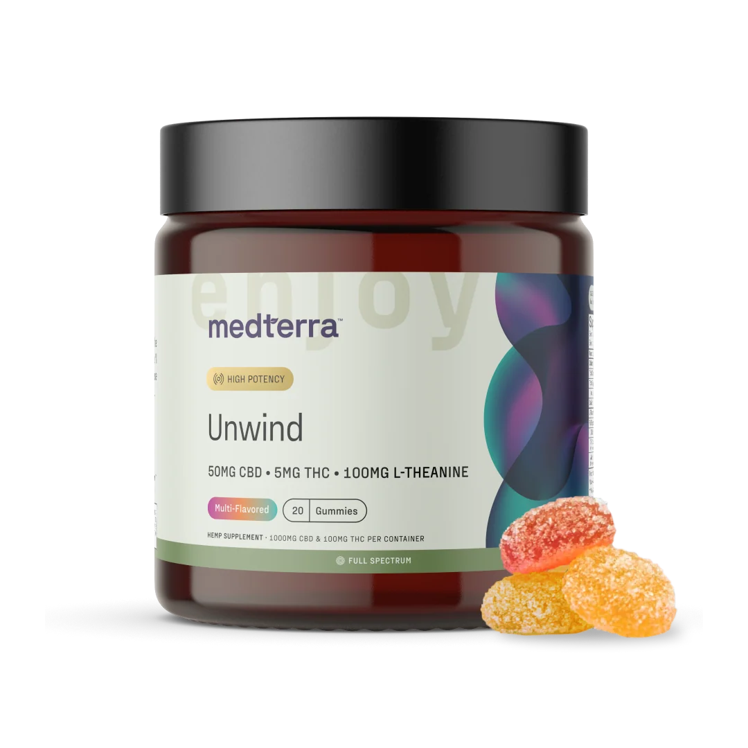 Medterra Unwind Full Spectrum CBD + THC Gummies Multi-Flavored 20ct