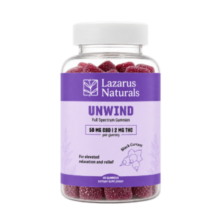 Lazarus Naturals CBD THC Unwind Full Spectrum Gummies Black Currant