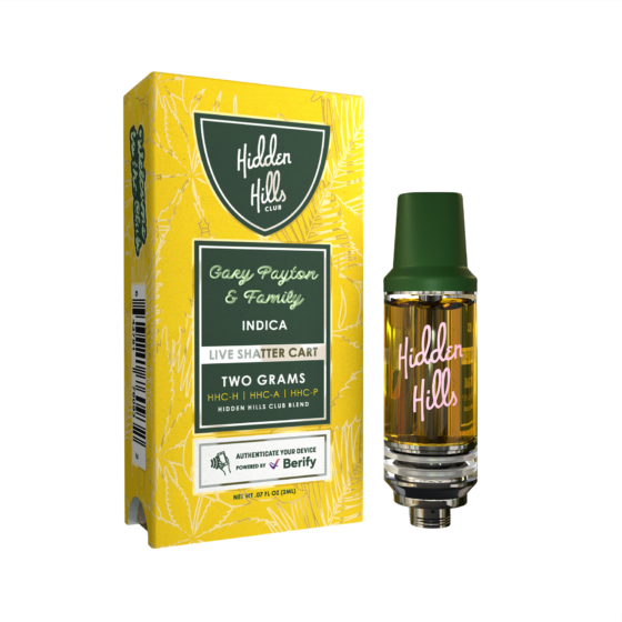 Hidden Hills Live Shatter Cart - 2g Cartridge HHC Blend - Gary Payton & Family (Indica)