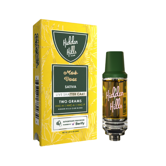 Hidden Hills Live Shatter Cart - 2g Cartridge HHC Blend - Mob Boss (Sativa)