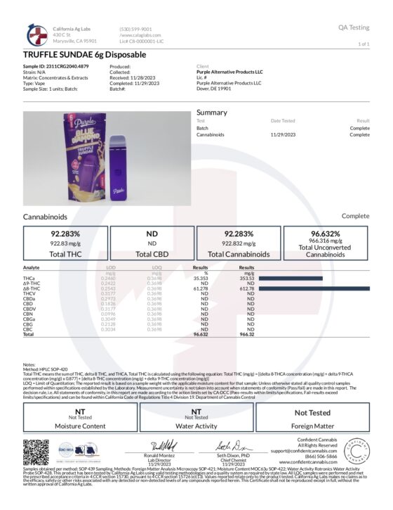 Purple Organics Blue Diamond Disposable THCA - 6 Grams