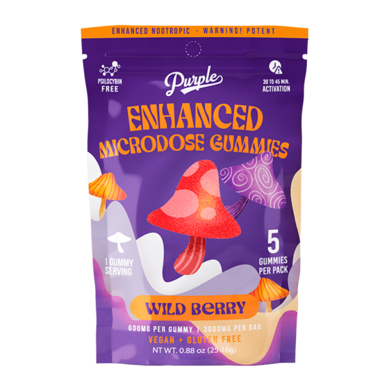 Purple Mushroom Enhanced Microdose Gummies - 5CT - Wildberry