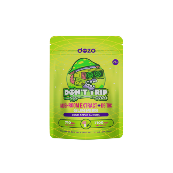 Dozo Dont Trip Mushroom Extract + D9 Thc Gummies - 7100mg - Sour Apple Aurora