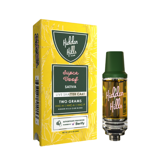 Hidden Hills Live Shatter Cart - 2g Cartridge HHC Blend - Super Boof (Sativa)