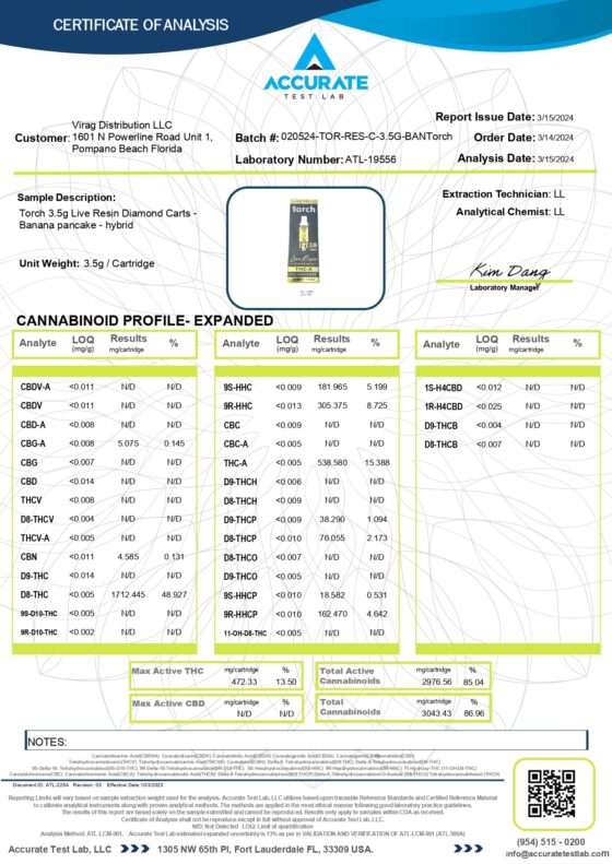 Torch Live Resin Diamonds THC-A Cartridge | 3.5g