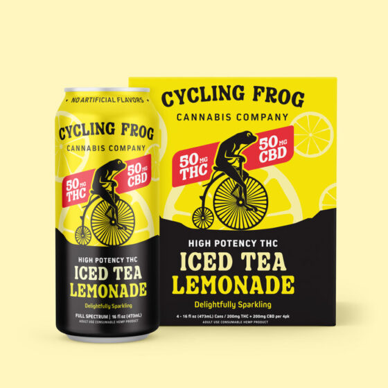 Cycling Frog Sparkling THC Lemonade, 50mg THC, 50mg CBD, 16oz – 4pk