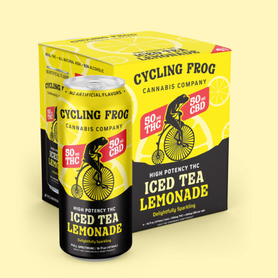 Cycling Frog Sparkling THC Lemonade, 50mg THC, 50mg CBD, 16oz – 4pk