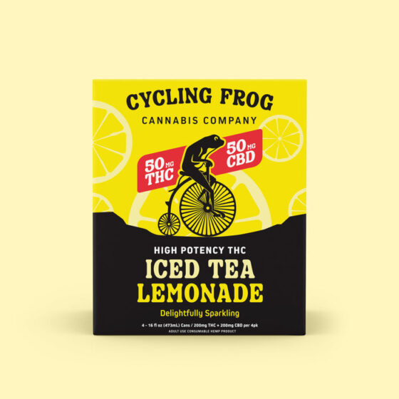 Cycling Frog Sparkling THC Lemonade, 50mg THC, 50mg CBD, 16oz – 4pk