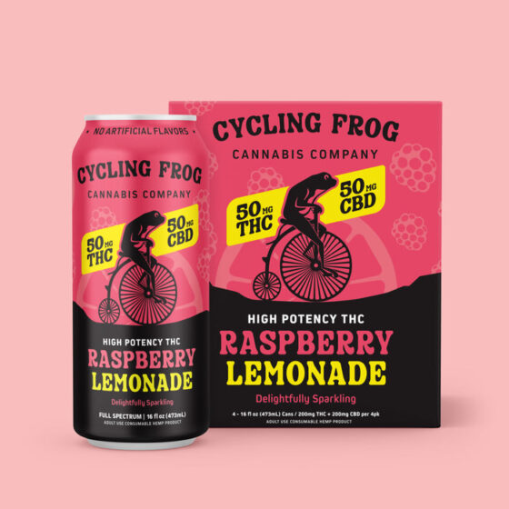 Cycling Frog Sparkling THC Lemonade, 50mg THC, 50mg CBD, 16oz – 4pk