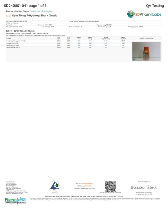 OPiA 7-Hydroxymitragynine Liquid Shots 30mg