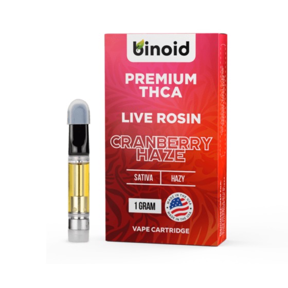 Binoid THCA Live Rosin Cartridge 1g - Cranberry Haze (Sativa)