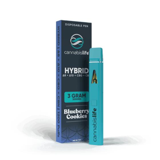 Cannabis Life 3g D8: D10: CBG : CBN Disposable Pen - Blueberry Cookies