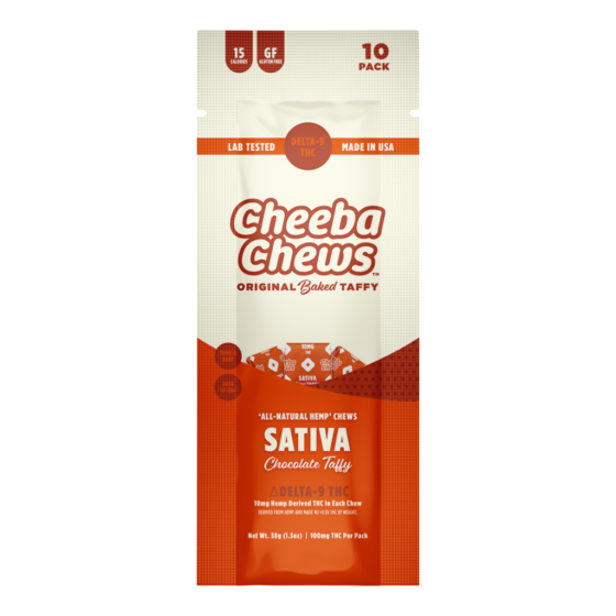 Cheeba Chews Sativa Taffy 10mg D9 THC chocolate taffy