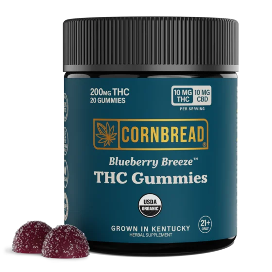 Cornbread THC CBD Gummies 10mg, 20ct blueberry breese