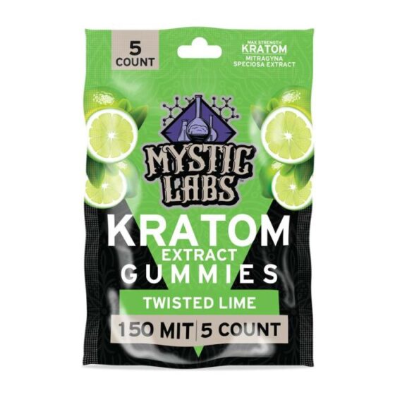 Mystic Labs Kratom Extract Gummies 150 MIT 5ct twisted lime