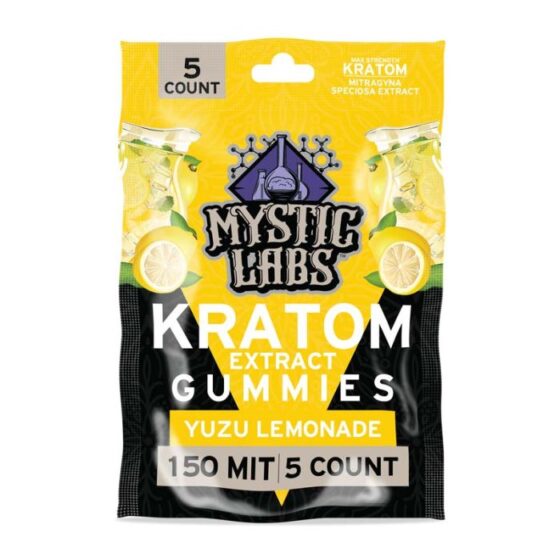 Mystic Labs Kratom Extract Gummies 150 MIT 5ct yuzu lemonade