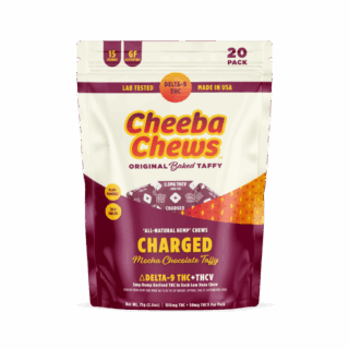 Cheeba Chews Charged Chews 5mg D9 THC 2.5mg THCV – Mocha Chocolate Taffy