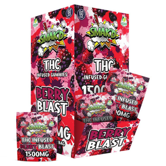 Smak'd THC Infused 1500mg Gummies - 60CT - Berry Blast2